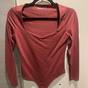 Abercrombie long sleeve bodysuit sweetheart neckline soft collection